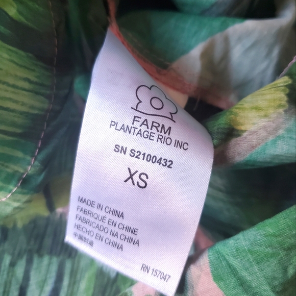 NWT$150 Farm Rio Amazonia Forest Cotton Frilled Shirt Top Sz XS - Picture 10 of 15